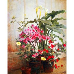 Set pictura pe numere, cu sasiu, Un colt de sera - George Cochran Lambdin, 40x50 cm