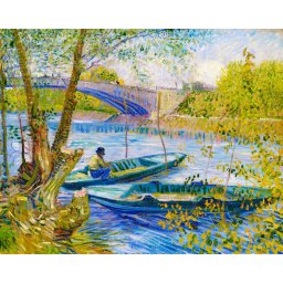 Set pictura pe numere, cu sasiu, Primavara la pescuit - van Gogh, 40x50 cm