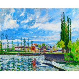 Set pictura pe numere, cu sasiu, Ecluza de la Pontoise - Camille Pissarro , 40x50 cm