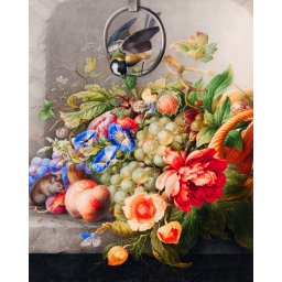 Set pictura pe numere, cu sasiu, Flori si fructe - Herman Henstenburgh, 40x50 cm