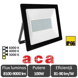 Aca Lighting - Proiector LED de Exterior 100W IP66 3000/4000 sau 6000K Alb sau Negru