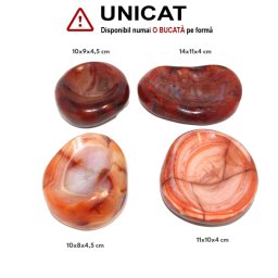 Bol din Carneol Druzy Mineral Natural - 10-14 x 8-11 x 4-5 cm - 1 Buc