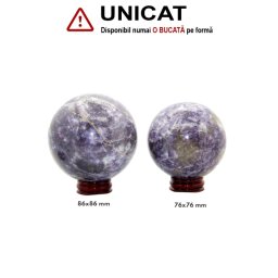 Sfera din Lepidolit Minerala Naturala - 76-86 x 76-86 mm - 1 Buc