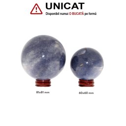 Sfera Cuart Albastru Minerala Naturala - 60-81 x 60-81 mm - 1 Buc