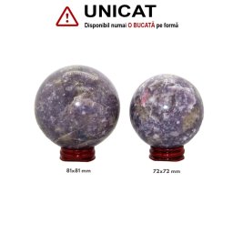Sfera din Lepidolit Minerala Naturala - 72-81 x 72-81 mm - 1 Buc