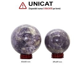 Sfera din Lepidolit Minerala Naturala - 69-83 x 69-83 mm - 1 Buc