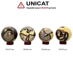 Sfera din Septaria - Piatra Dragonului Druzy Minerala Naturala - 70-77 x 70-77 mm - 1 Buc