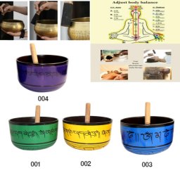 Bol Muzical Tibetan din Aluminiu Gravat cu Bat - 22x22x11 cm - 1 Buc