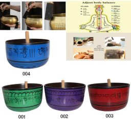 Bol Muzical Tibetan din Aluminiu Gravat cu Bat - 25-28 x 25-28 x 13-16 cm - 1 Buc