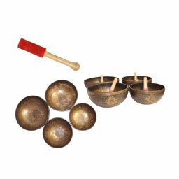 Bol Muzical Tibetan din 7 Metale - Yoga Chakra - cu Bat - 22-31 x 22-31 x 11-12 cm -1 Buc