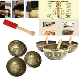 Bol Muzical Tibetan din 7 Metale - 7 Chakre - cu Bat - 19-21 x 19-21 x 8-10 cm -1 Buc