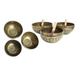 Bol Muzical Tibetan din 7 Metale - Floara Vietii - cu Bat - 19-24 x 19-24 x 10-11 cm -1 Buc
