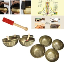 Bol Muzical Tibetan din 7 Metale - Mandala - cu Bat - 23-24 x 9-12 cm -1 Buc