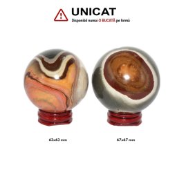 Sfera Jasp Policrom Mineral Natural - 63-67 x 63-67 mm - Unicat