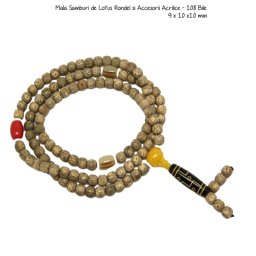 Mala Samburi de Lotus Rondel si Accesorii Acrilice - 108 Bile - 9 x 10x10 mm
