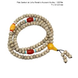 Mala Samburi de Lotus Rondel si Accesorii Acrilice - 108 Bile - 7 x 10 x 10 mm