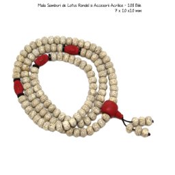 Mala Samburi de Lotus Rondel si Accesorii Acrilice - 108 Bile - 7 x 10 x 10 mm