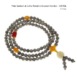Mala Samburi de Lotus Rondel si Accesorii Acrilice - 108 Bile - 9 x 9 mm