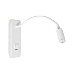 Veioză LED flexibilă de perete cu USB BASE 1xLED/8W+1xLED/2W/230V alb