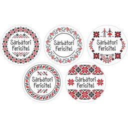 Rola etichete autocolante personalizate, Sarbatori fericite!, diametru 40 mm, 1000 buc rola