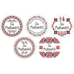Rola etichete autocolante personalizate, Cu multumiri!, diametru 40 mm, 1000 buc rola