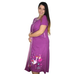Compleu maternitate, Camasa alaptat + Halat gravide, Hello Baby, Magenta, maneca scurta