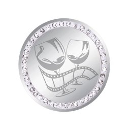 Martisor Brosa Inox Banut Pietre Seara de film Argintiu