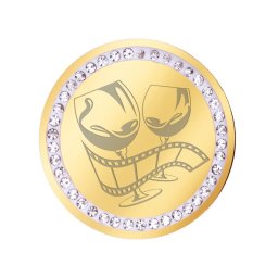 Martisor Brosa Inox Banut Pietre Seara de film Auriu