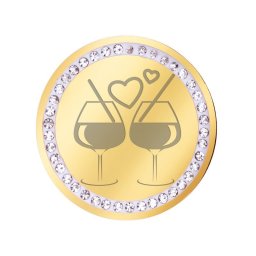 Martisor Brosa Inox Banut Pietre Pasionate de vin Auriu