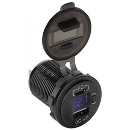 Incarcator auto USB-A + USB type C 3A 48W- montaj panou, PY-CHR0006