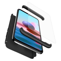 Husa GKK 360 + folie protectie pentru Xiaomi Redmi Note 10 10S, Negru