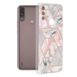 Husa Motorola Moto E7 Power E7i Power, Techsuit Marble Series, Pink Hex