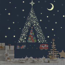 Sticker Glow Stars And Reindeer Christmas Tree Stickers