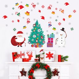 Sticker Santa Claus Friends and Christmas Tree