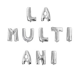 Set baloane folie La Multi Ani 40Cm argintiu