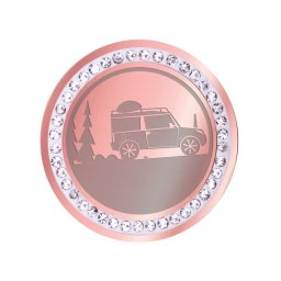 Martisor Brosa Inox Banut Pietre Masina Calatorie Rose Gold