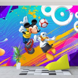 Fototapet 3D Mickey si Donald la Footbal CG28 (Alege materialul: : Tapet Hartie Semilucios + Adeziv)