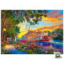 Set goblen cu diamante patrate AB Oraloa, fara sasiu, Croaziera pe Mississippi, 92x66cm