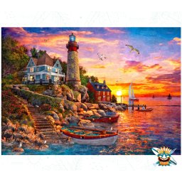 Set goblen cu diamante rotunde Oraloa, fara sasiu, Far, 92x67 cm