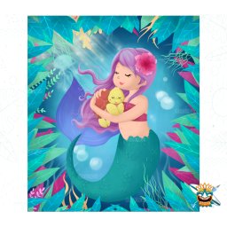 Set goblen cu diamante patrate Oraloa, fara sasiu, Sirena si testoasa, 82x66 cm