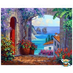 Set goblen cu diamante patrate Oraloa, fara sasiu, Culori din Capri, 80x66 cm