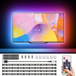 Banda LED TV RGBW Novostella, USB, Telecomanda, 2m,LED 5050, Lumina Alba 6000K,