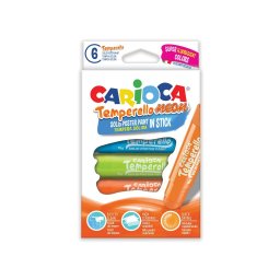 Creioane tempera, lavabile, 6 culori/cutie, CARIOCA Temperello Neon