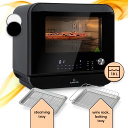 Klarstein Vita Pro, friteuză cu aer cald cu gătit cu aburi, 2450 W, 18 litri, 14 programe, rezervor de apă de 800 ml (OV12-VitaProblack)