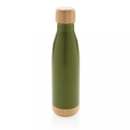 Sticla de apa sport, Everestus, 18SEP3092, 700 ml, 7x7x27x Ø7 cm, Otel, Bambus, Verde, saculet inclus