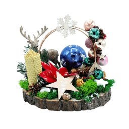 Ornament Handmade pe felie de lemn, Fulg de Zapada - FEIS210014