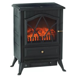 Semineu electric Classic 1.85 kW, 2 trepte incalzire, termostat incorporat, efect flacara reala, protectie supraincalzire, negru