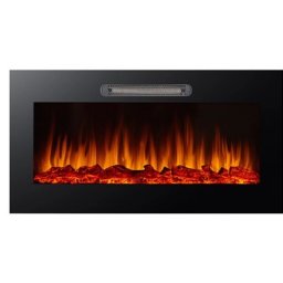Semineu electric de perete incorporabil Bewello 3D, 9 teme de culori flacara, termostat, timer, control telecomanda, protectie la supraincalzire, 2 tr