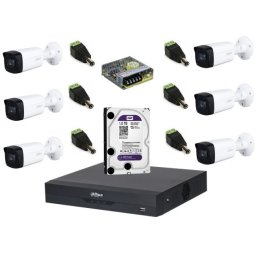 Sistem complet de supraveghere Dahua DH-6CEXT80M-5MPS HDCVI cu 6 camere de exterior de 5MP