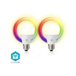 Nedis WIFILRC20E27 - Set 2x bec LED RGBW dimabil E27/9W Wi-Fi 2700-6500K